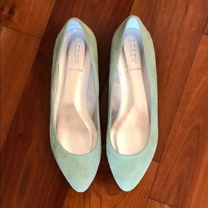 Jcrew Mint Green Suede Flats Size 9